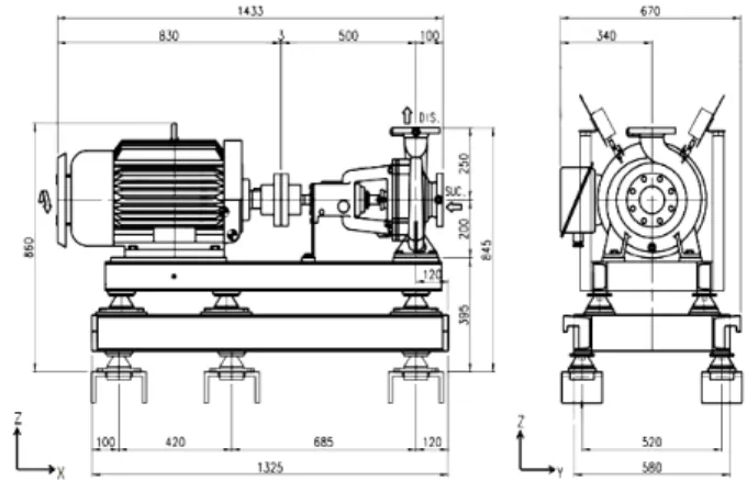 Fig. 1 Schematic diagram of the pump aboard a naval ship