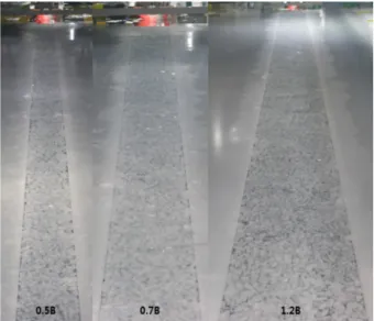 Fig.  5  Size  of  broken  ice  pieces  in  the  broken  ice  channels (Left: Test No
