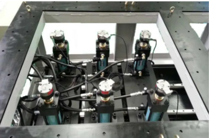 Fig.  4  Arrangement  of  multiple  hydraulic  cylinders  with  load  cell  devices  attached