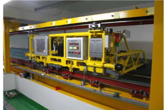 Fig. 12 Schematic side view of flap type wave generator  최종적으로 설계된 조파기가 수조 끝부분에서 차지하여야하는  길이가  예인전차  제동조건으로  선정한  길이제한보다  길어지는  문제가  발생하였다