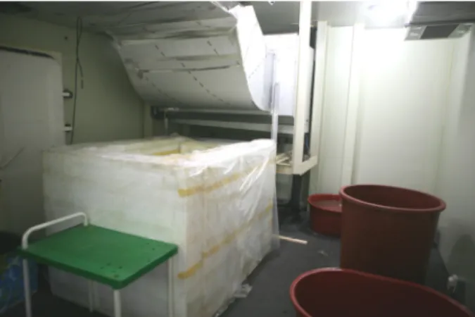 Fig.  2  A  miniature  tank  and  some  dummy  buckets  for  control  of  air  temperature  in  cold  room