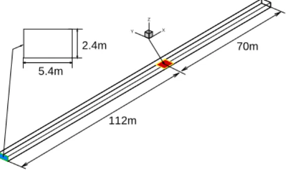 Fig. 1. Schematic diagram for ventilated tunnel model for simulation with FDS