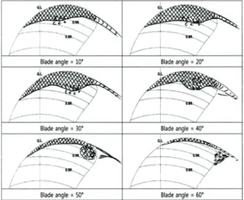Fig. 4 Photos of full-scale cavitation patterns at ballast draft