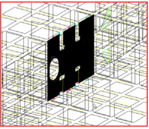 Fig.  19  Buckling  mode  of  stiffened  panel  with  opening  obtained  from  fine  mesh  eigen-value  analysis 