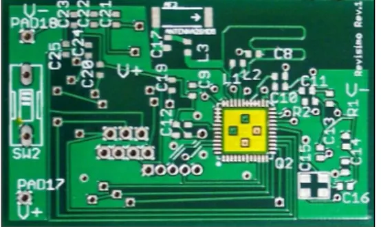 Figure 18 below shows what the board should look  like after metal section has been taped, and the bottom  and right grounding metals have been exposed