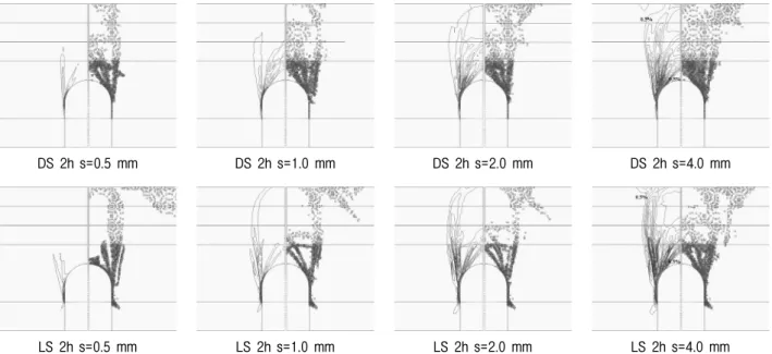 Fig.  19.  Distribution  of  plastic  zones  and  shear  strains  (overburden  2h);  Strain  interval  0.5  mm