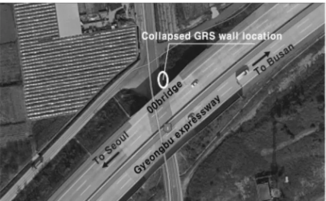 Fig.  1.  Satellite  image  of  the  collapsed  GRS  wall  location