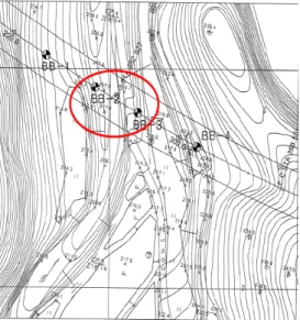 Fig.  3.  Location  and  geological  profile  of  test-bed  site뿐아니라 보어홀(순환파이프,  그라우트)의 열저항을 포함한 등가 열전도도이다