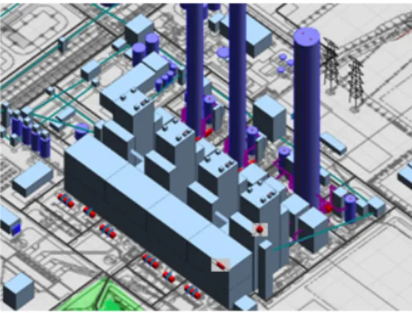 Fig. 2. (Color available online) Model of buildings and  machines.