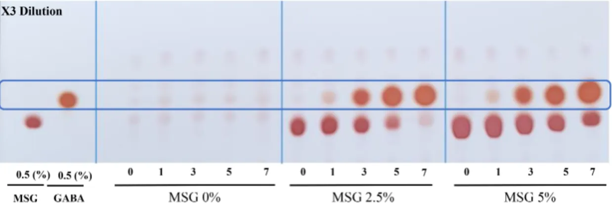Fig.  6.  Effect  of  MSG  content  on  the  GABA  production  of  Toxicodendron  vernicifluum  extract  co-fermented  by  S