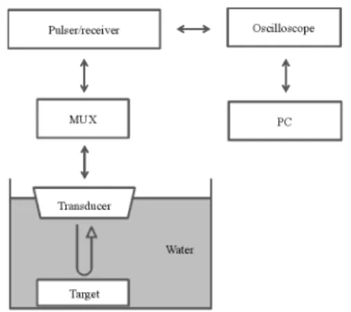 Fig.  7.  Schematic  diagram  of  the  test  setup  to  characterize the 2D array transducer.