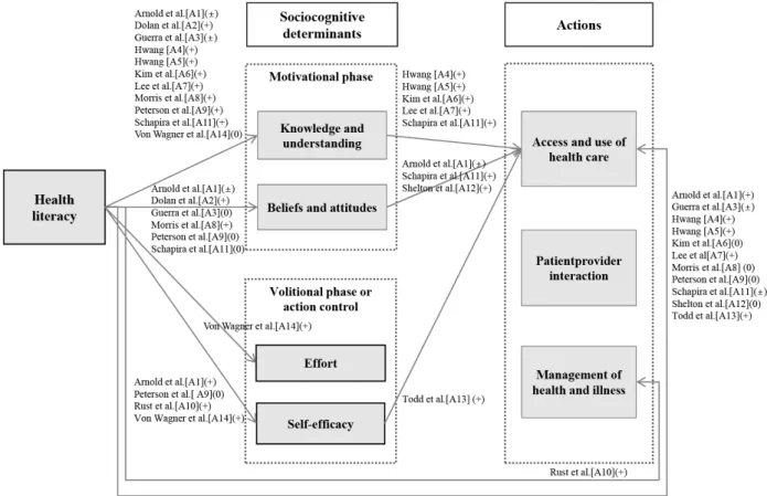 Figure 1. Findings of the literature based on the framework of the Von Wagner's health literacy and health action.