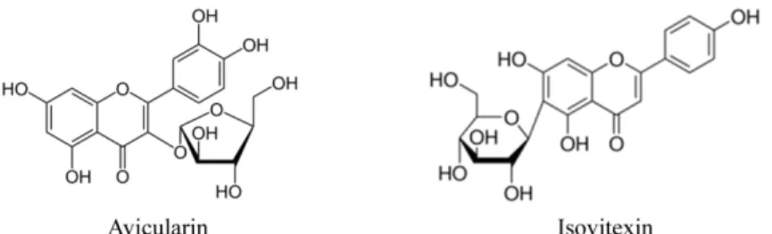 Fig. 1 Structures of avicularin and isovitexin