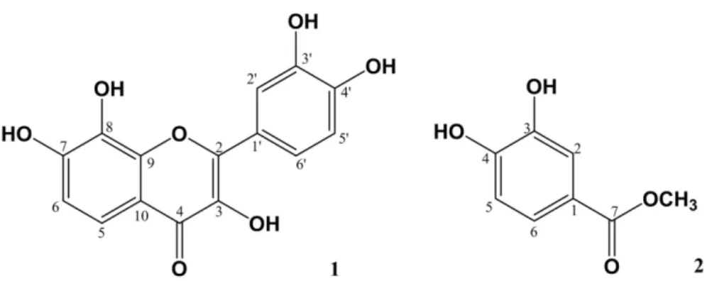 Table 1 Radical scavenging capacity of extract, fractions, and isolated compounds from  Coreopsis lanceolata flowers