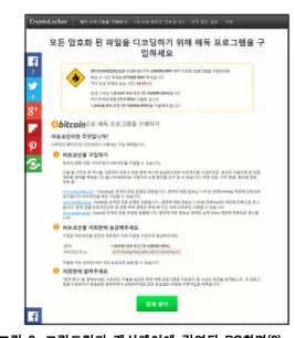 그림 2. 크립토락커 랜섬웨어에 감염된 PC화면(2) Fig 2. Infected PC screen by cryptoLocker ransomware(2)