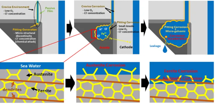 Fig. 8  Schematics  of  corrosion  stages  in  socket  weldment.