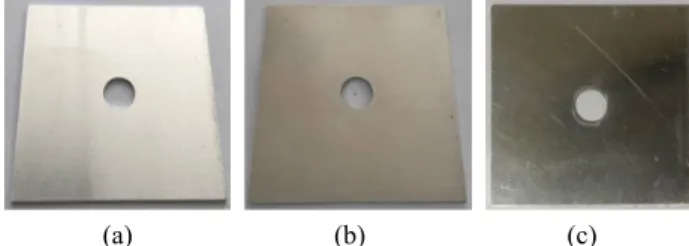 Fig.  1  Visual  image  of  aluminum  (a)  before  and  after  immersion test  during  (b)  153  h  and  (c)  310  h.