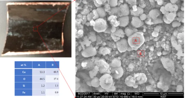 Fig.  3  An  SEM  image  and  EDS  analysis  results  of  a  dark  brown  area  of  the  sprinkler  tube  shown  in  Fig
