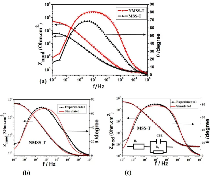 Fig.  10.  Typical  Bode  impedance  plots  obtained  for  the  experimental  steels  (a);  Impedance  Vs
