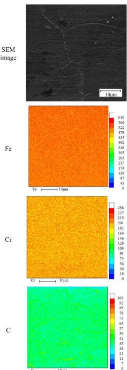 Fig.  12.  Grain  boundary  segregation  of  UNSM-treated  surface  in  48  h-aged  specimen  analyzed  by  EPMA