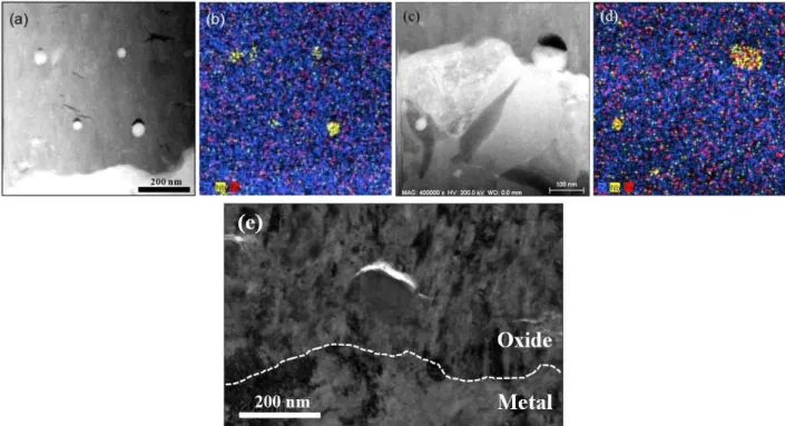 Fig.  8.  (a)  Smaller  β-Nb  precipitates  with  a  crack  on  top  in  300-hour  sample  oxide  near  metal/oxide  interface