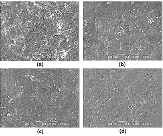 Fig.  10.  Eroded  surfaces  of  four  specimens  tested  at  impingement  angle  of  90°: