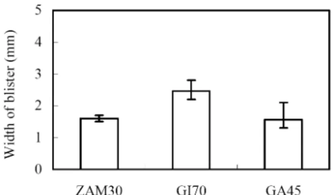 Fig. 3. Result of paint adhesion test afterexposure to wet  environment (ZAM30).