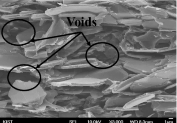 Fig. 8. SEM image of the cross-section of the epoxy/AS-10/h-BN composite.