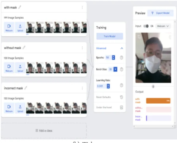 그림  7.  티처블  머신의  사용자  인터페이스  실험  환경 Fig.  7.  Experimental  environment  of  the  user  interface 