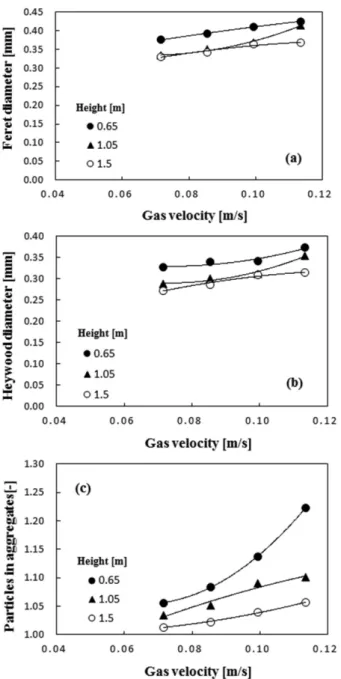 Fig. 5. Histogram of number fraction of Heywood diameter at U g  = 0.10 m/s.