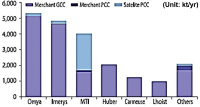 Fig. 7. An overview of the global CaCO 3  industry markets [35].