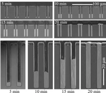 Fig. 4 에 나타나 있듯이 V-shape의 형상과 함께 바닥 차오름이 진행 된다. SDDACC 뿐만 아니라 JGB를 사용한 경우에도 상기의 교반 의존적인 흡착을 바탕으로 V-shape의 단면이 확인된다[34,35]