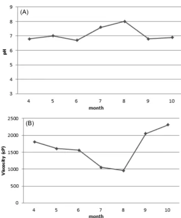 Fig. 3. (A) pH and (B) viscosity of shampoo for 7 months.