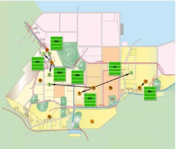 Fig. 6. Optimized utility network of Yessu industrial complex from integrated model.