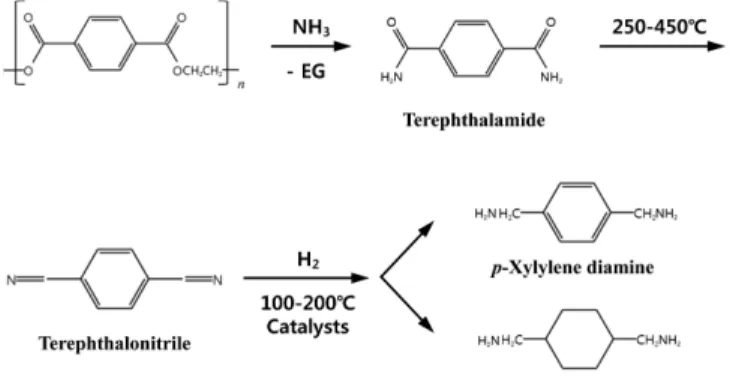 Fig. 5. Route of PET ammonolysis.