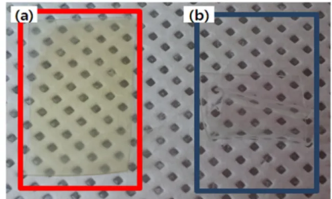 Fig. 1. The thermal stability test of BC(a) and PET(b) films at 150±5 o C.