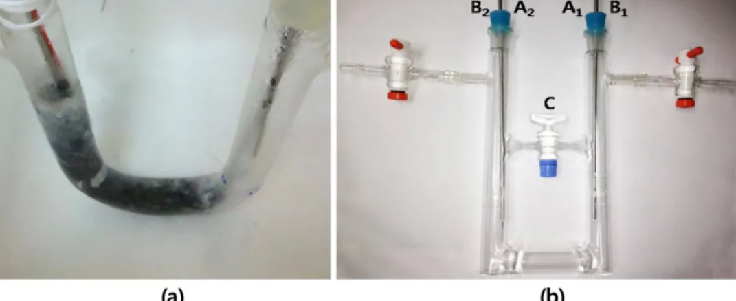 Fig. 2. Preparation and decomposition of pure Li-NH3 solutions. (a)