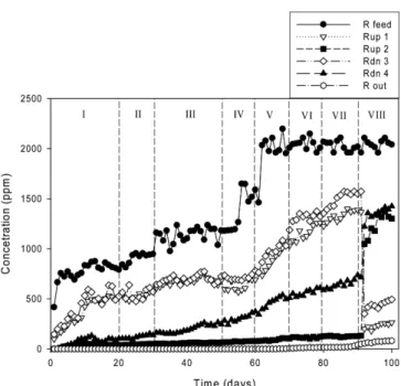 Fig. 6. Elimination capacity versus inlet load of ethanol of L reactor. 