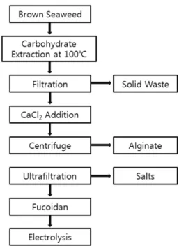 Fig. 2. Process flow diagram of fucoidan extraction and separation.