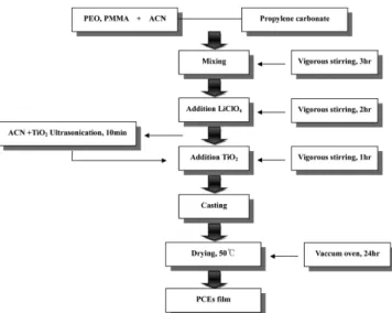 Fig. 1. Manufacturing process of polymer composite electrolytes (PCE).