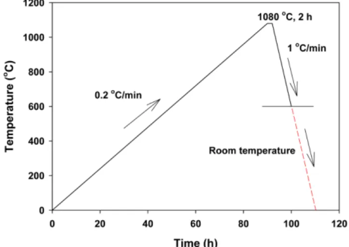 Fig. 1. Heating pattern for sintering the tubular BSCF membrane.
