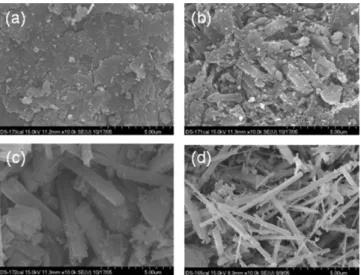 Fig. 4. Effect of SDA on the structure of the calcined AlPOs: (a) PI, (b) MPI (c) DMPI, (d) TMPI and (e) TMPI (refined  synthe-sis)