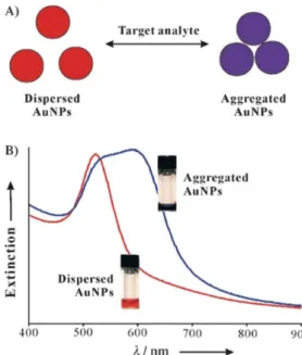 Fig. 3. Color change of AuNP with aggregation[6].