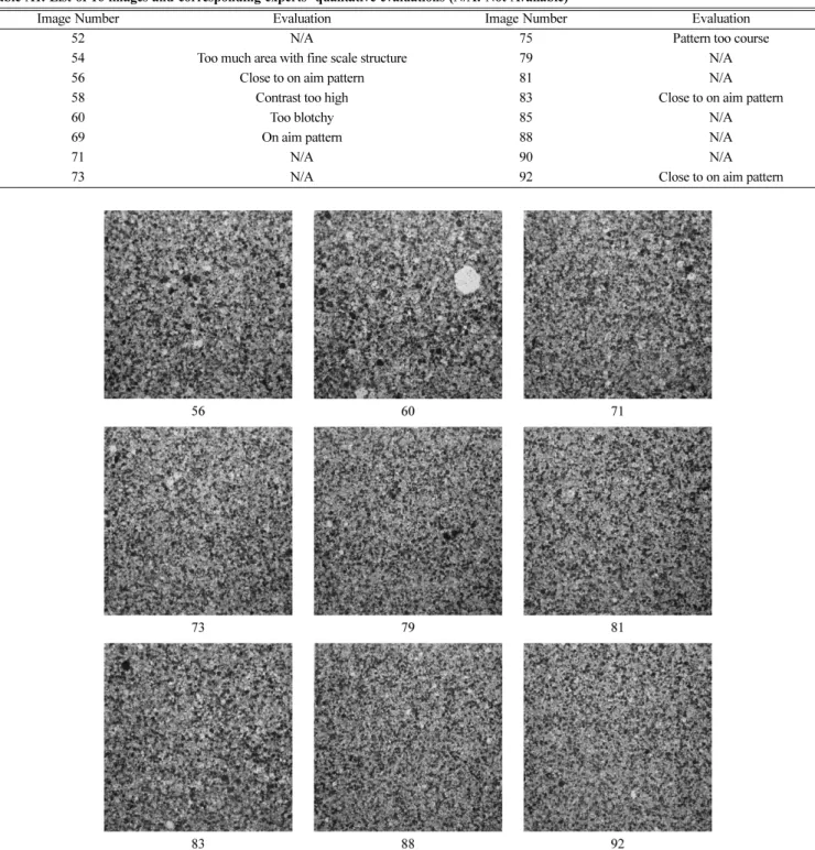 Table A1. List of 16 images and corresponding experts’ qualitative evaluations (N/A: Not Available)