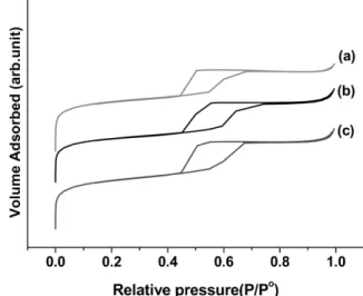 Fig. 5. SEM images of calcined Ru-SBA15 mesoporous materials of different mole ratios of Si/Ru (a) ∞ (b)50