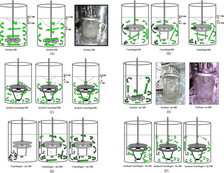 Fig. 2. The trace of co-polymer beads in a 2 L Jar fermenter according to the rotating speed of impeller