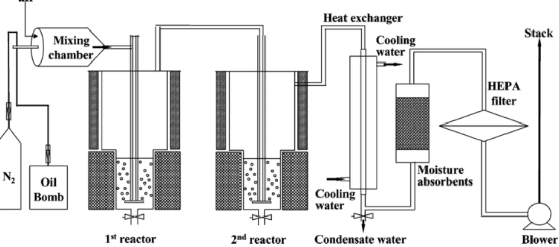 Fig. 1. A schematic diagram of two stage molten carbonate oxidation system.