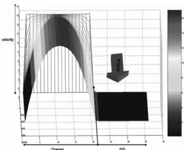 Fig. 6. Distribution of x-axis velocity through channel-GDL of anode.