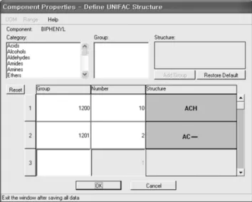 Table 7. Biphenyl pure component properties comparison between experimental data and estimated values