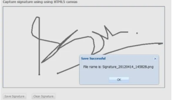 Fig. 3. Example Handwritten Signature Capture and Storage Utilizing HTML2CANVAS